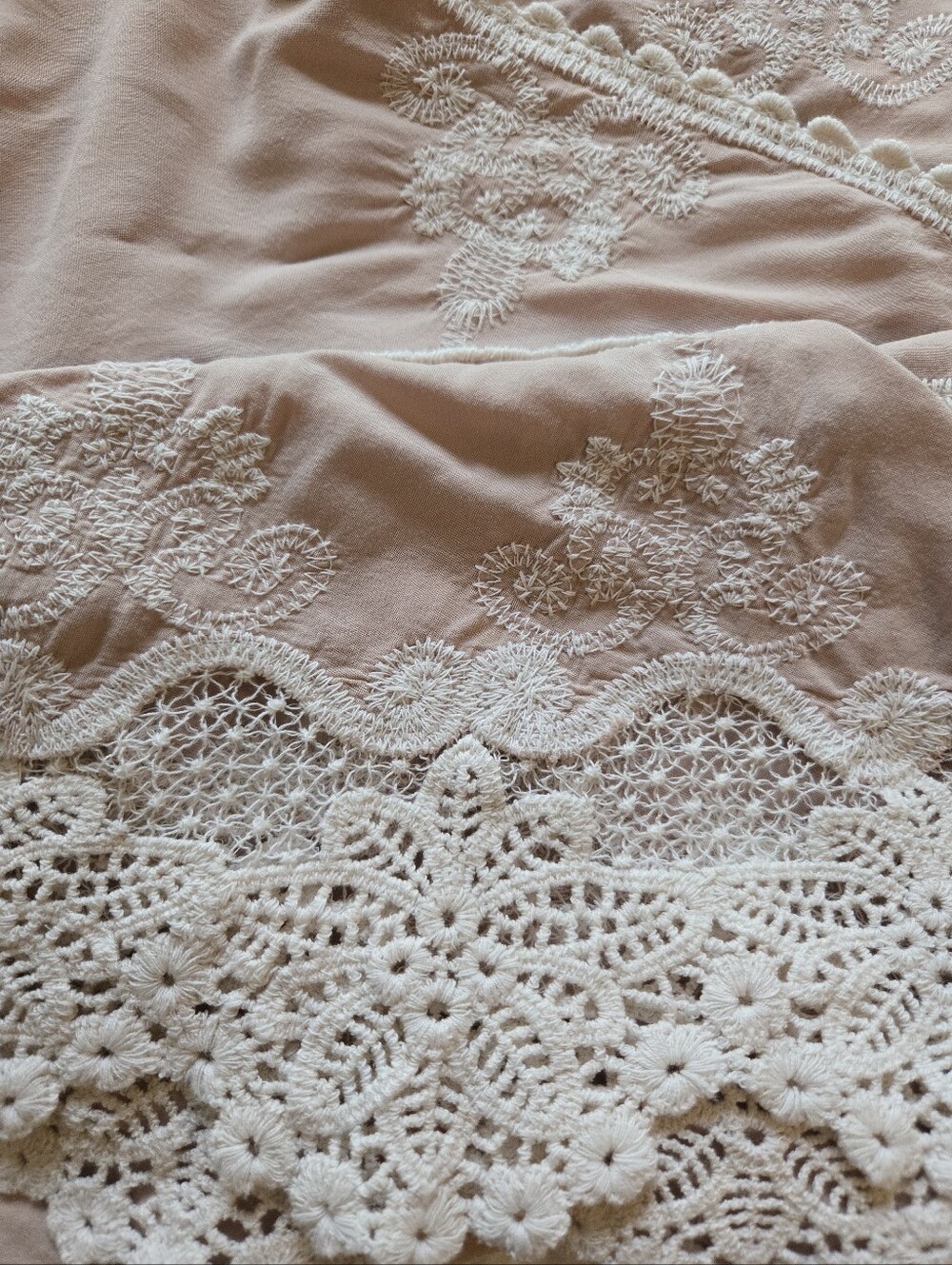 Democracy Blush Pink Lace-Trim Boho Tunic Sz 2X